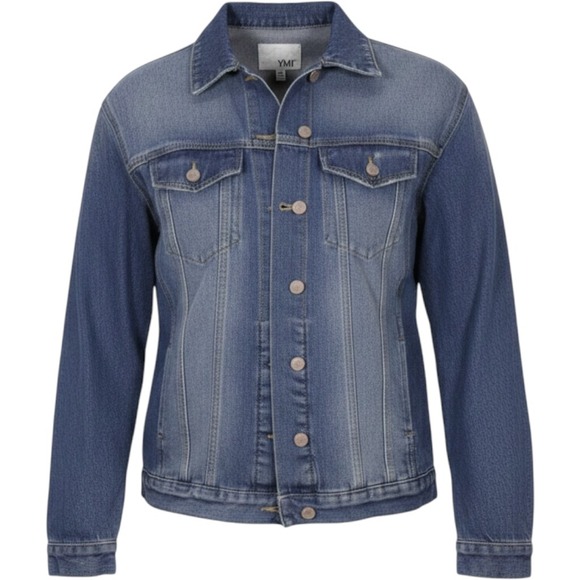 YMI Jackets & Blazers - YMI Women's Distressed Oversized Denim Jacket Blue Long Sleeve Button Up Size S